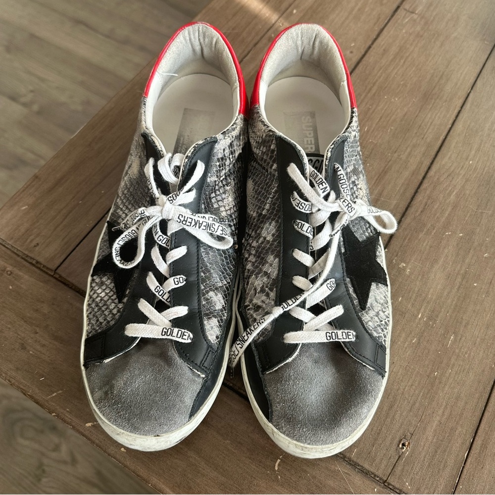 Superstar Snake-Embossed Low-Top Sneakers